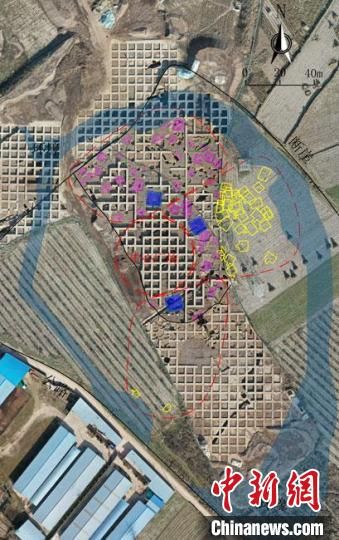 圖為位于甘肅省天水市張家川回族自治縣境內的圪垯川遺址史家類型時期大型環壕聚落布局。(資料圖) 甘肅省文物局供圖