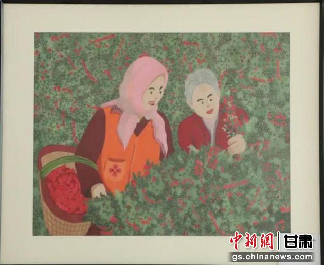 靖遠(yuǎn)縣枸杞種植業(yè)帶動(dòng)10多萬(wàn)農(nóng)民脫貧致富。刺繡 王明風(fēng) 繡稿 胡靜 靖遠(yuǎn)縣枸杞種植業(yè)帶動(dòng)10多萬(wàn)農(nóng)民脫貧致富。刺繡 王明風(fēng) 繡稿 胡靜