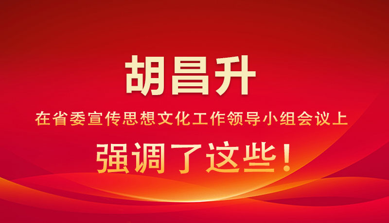 圖解|胡昌升在省委宣傳思想文化工作領導小組會議上強調了這些！